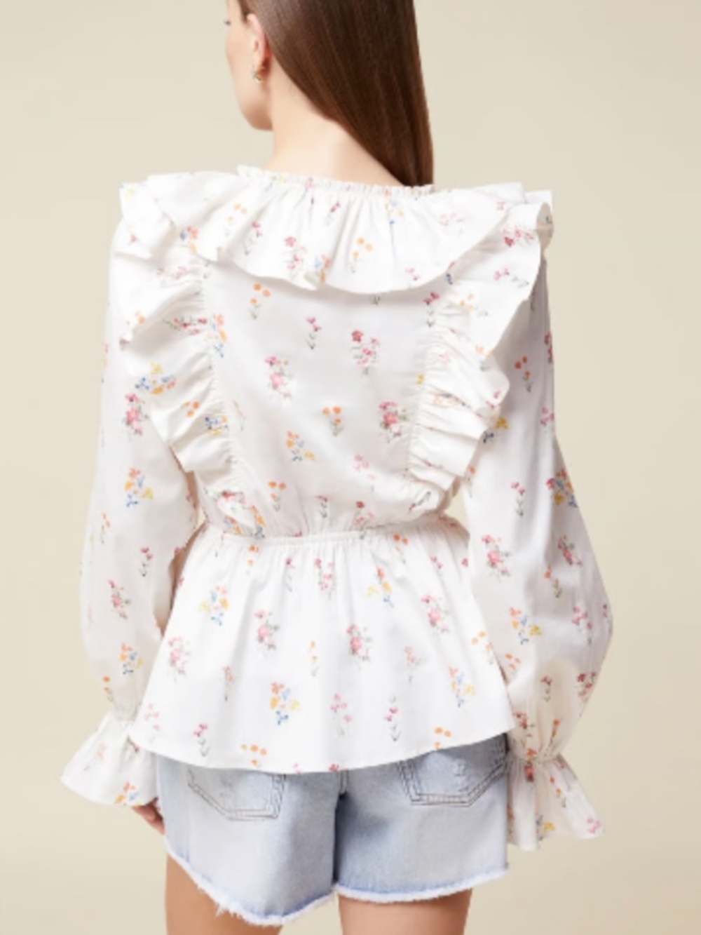 Rachel Parcell Spring Floral Ruffle Top Size M Long Sleeve Romantic Blouse - Picture 3 of 9